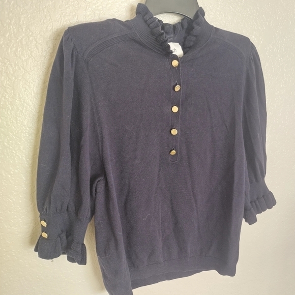 Ba&sh sera button up jumper navy sz M - Picture 3 of 11